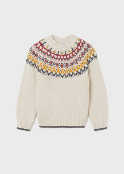 Knitted Jacquard Sweater- Chickpea