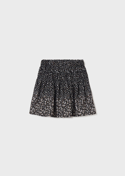 Black Floral Printed Skirt