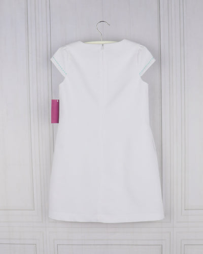 Pique Shift Dress in White