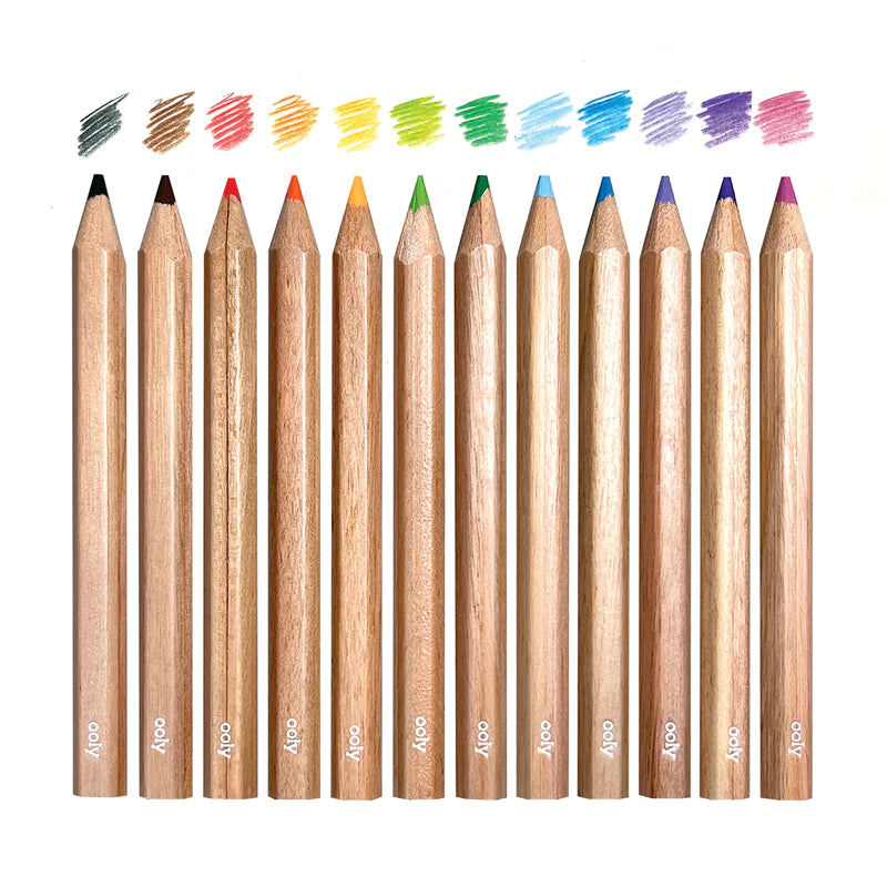 Draw 'n Doodle Mini Colored Pencils and Sharpener - Set of 12 (Rainbow or Space)