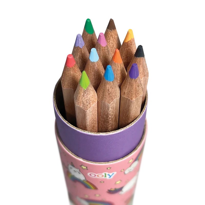 Draw 'n Doodle Mini Colored Pencils and Sharpener - Set of 12 (Rainbow or Space)