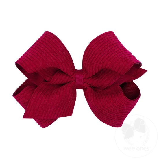 King Grosgrain Hair Bow with Wide Wale Corduroy Overlay (5 color options)