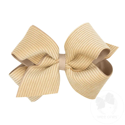 King Grosgrain Hair Bow with Wide Wale Corduroy Overlay (5 color options)