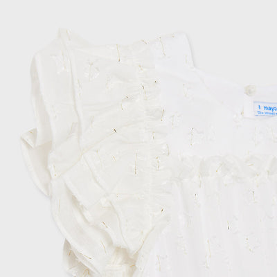 White Chiffon Dress with Star Detailing