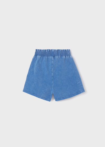 Washed Indigo Cotton Shorts