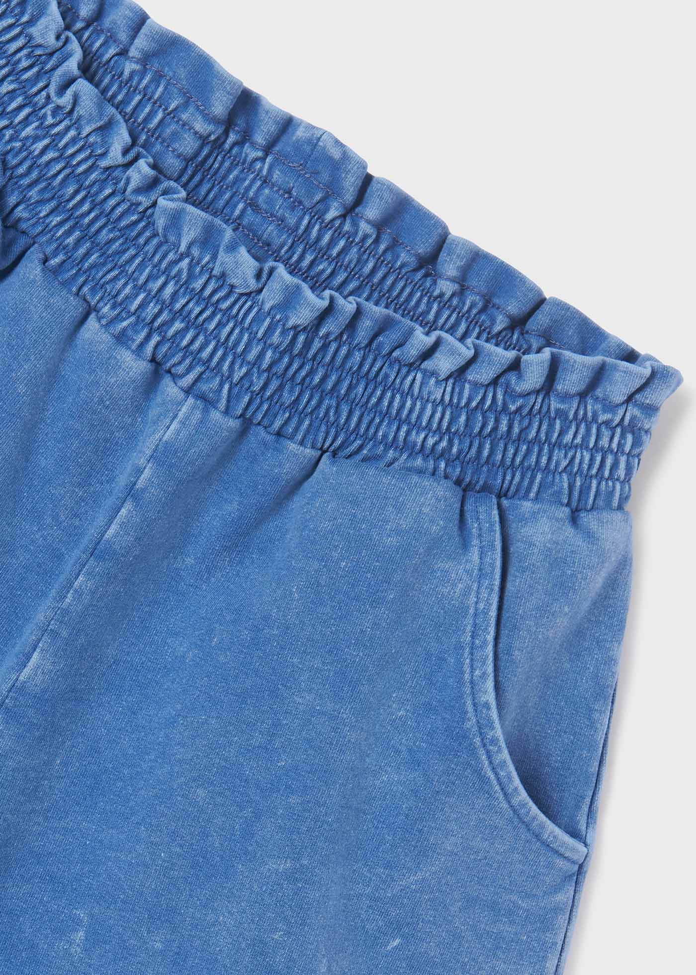 Washed Indigo Cotton Shorts