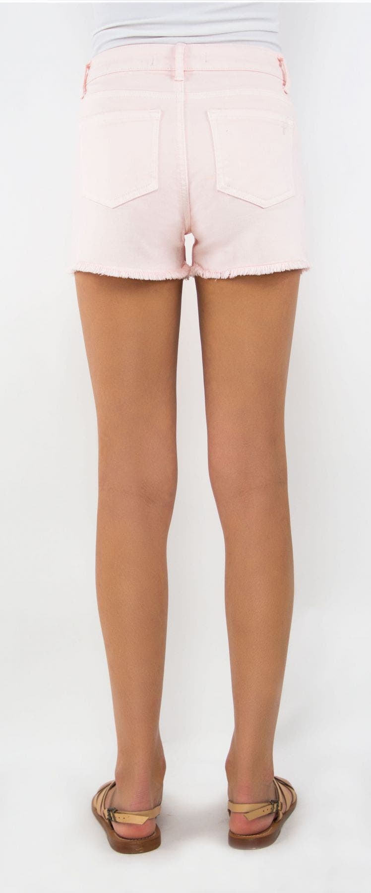 Color Fray Hem Shorts- Light Pink