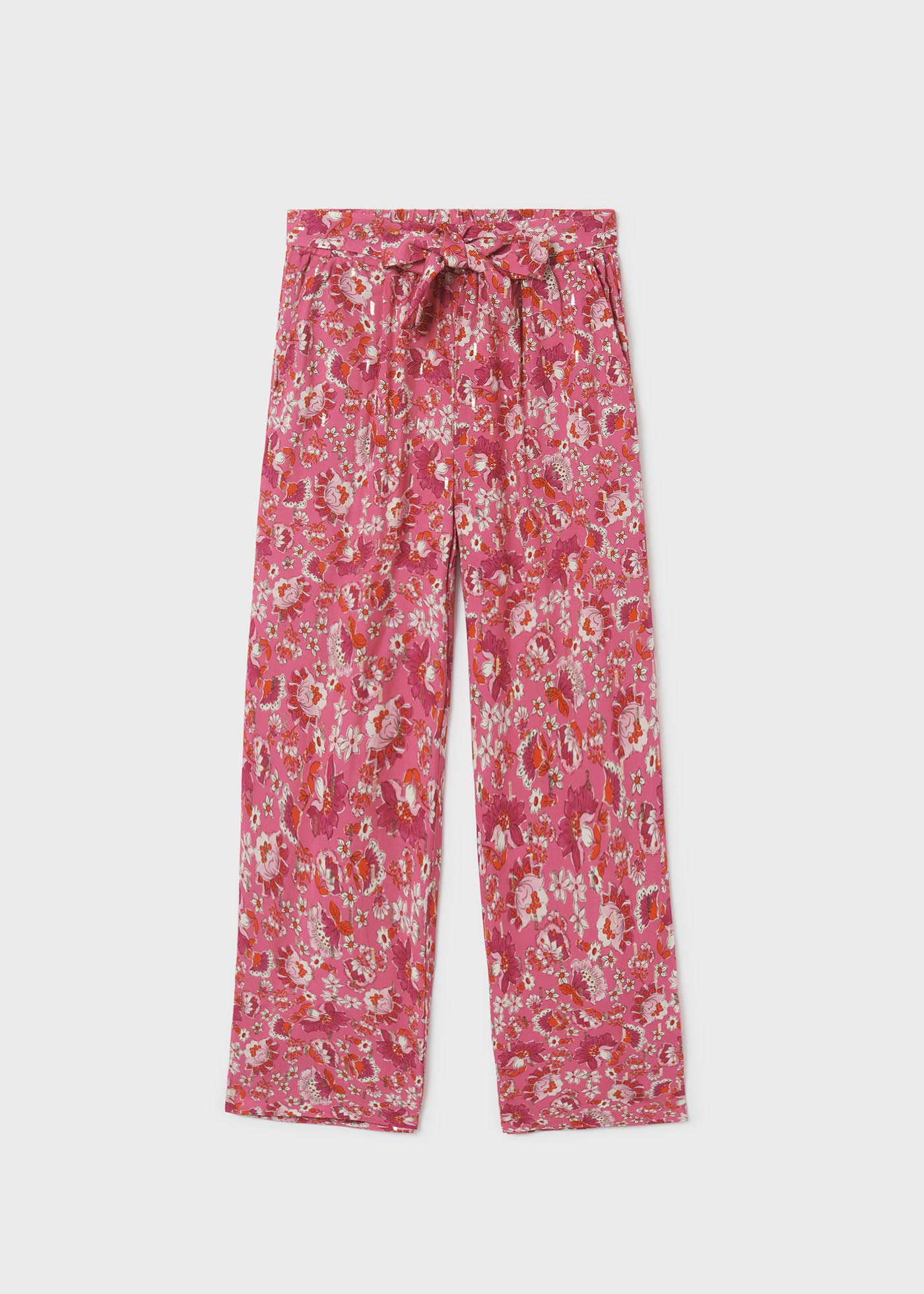 Pink Printed Cropped Pants