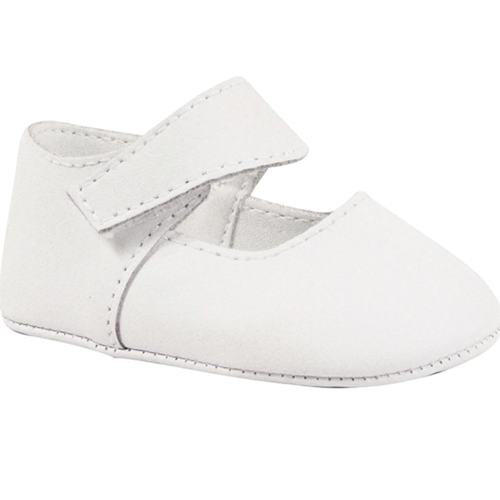 Cathy White Leather Mary Janes with Removable Straps for Monogramming