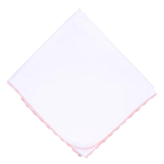 Pink Baby Joy Embroidered Receiving Blanket
