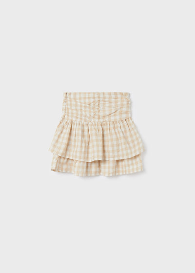 Beige Vichy Print Cotton Skirt