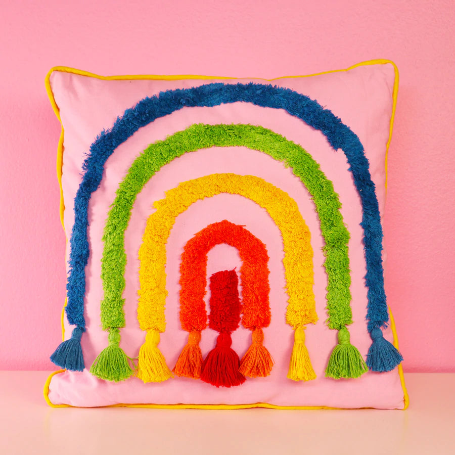 Square Hook Pillow- Rainbow