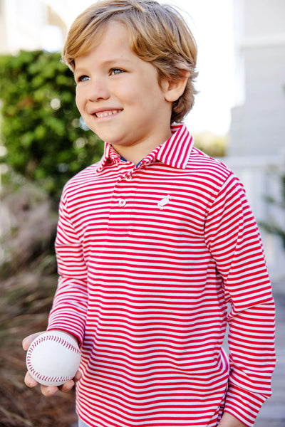 Richmond Red Stripe Long Sleeve Prim and Proper Polo