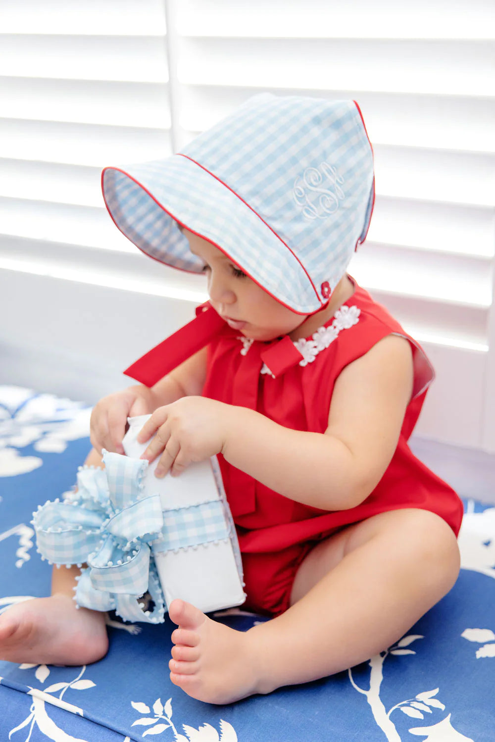 Buckhead Blue Gingham with Richmond Red Catesby Country Club Bonnet