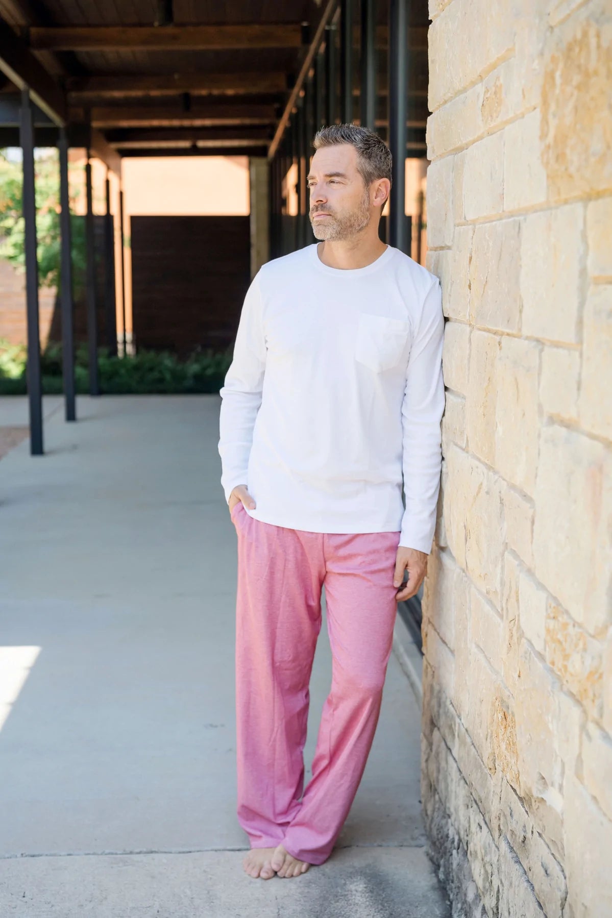 Red & White Stripes Mens Brent Pajama Pants