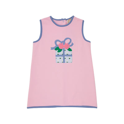 Annie Apron Dress in Palm Beach Pink with Gift Applique