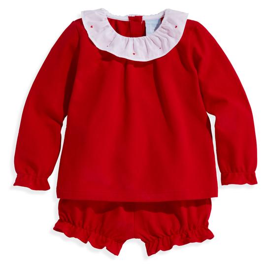 bella bliss Red Embroidered Polly Bloomer Set