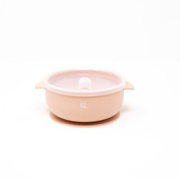 Dusty Pink Silicone Suction Bowl with Lid