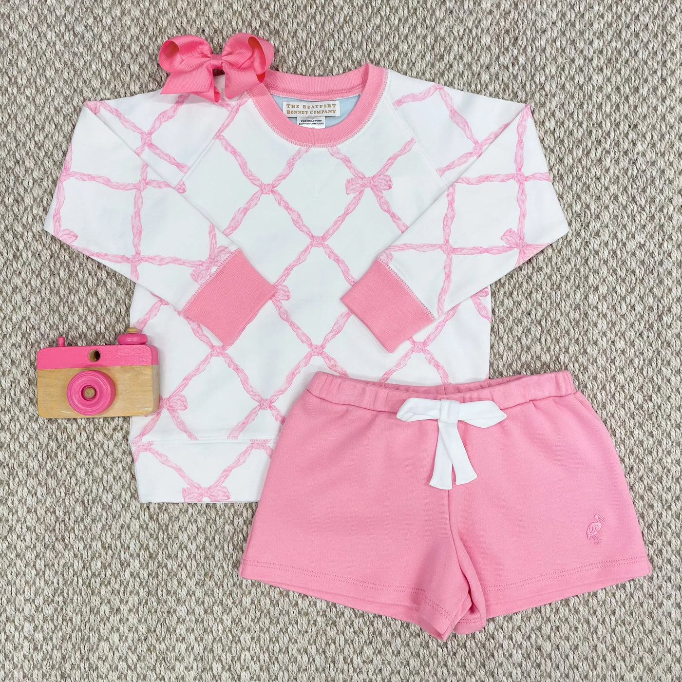 Belle Meade Bow Cassidy Comfy Crewneck in Hamptons Hot Pink