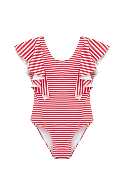 Red Malibu Stripe One-Piece Swimsuit