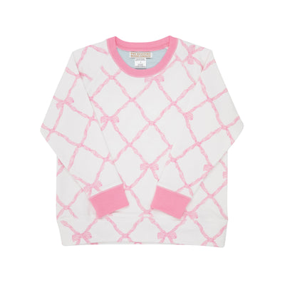 Belle Meade Bow Cassidy Comfy Crewneck in Hamptons Hot Pink