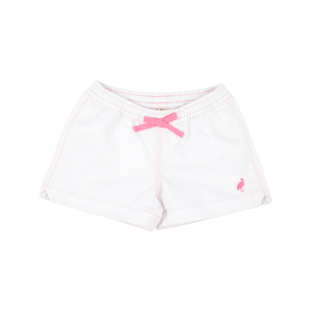 Worth Avenue White with Hamptons Hot Pink Stitching Cheryl Shorts