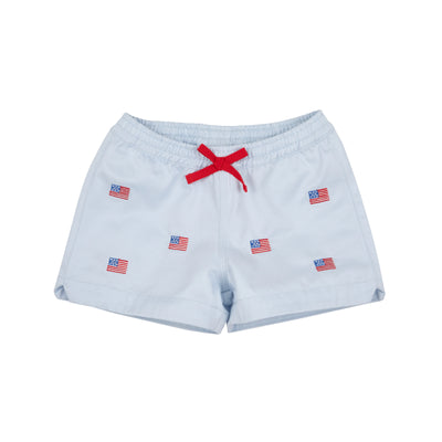 Buckhead Blue Critter Cheryl Shorts with American Flag Embroidery