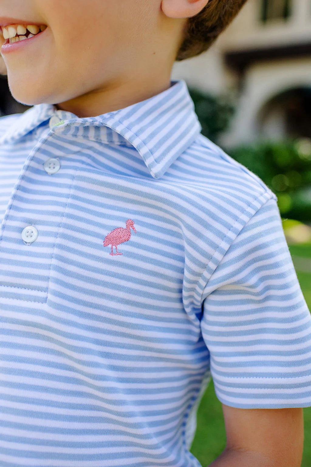 Beale Street Blue Stripe Short Sleeve Prim and Proper Polo