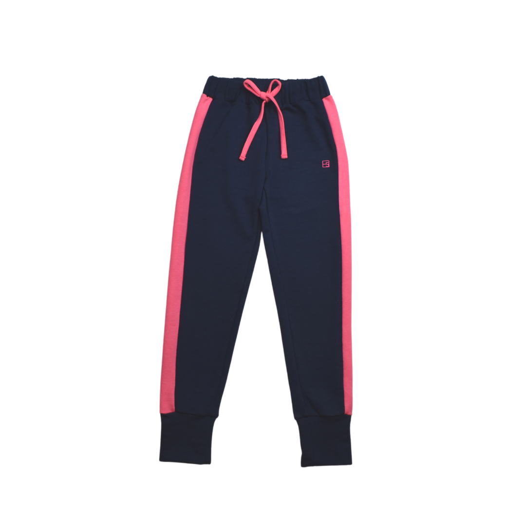 Navy Knit Jemma Joggers with Pink Sides
