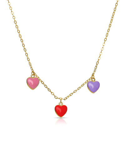 Multicolor Hearts Dangle Necklace