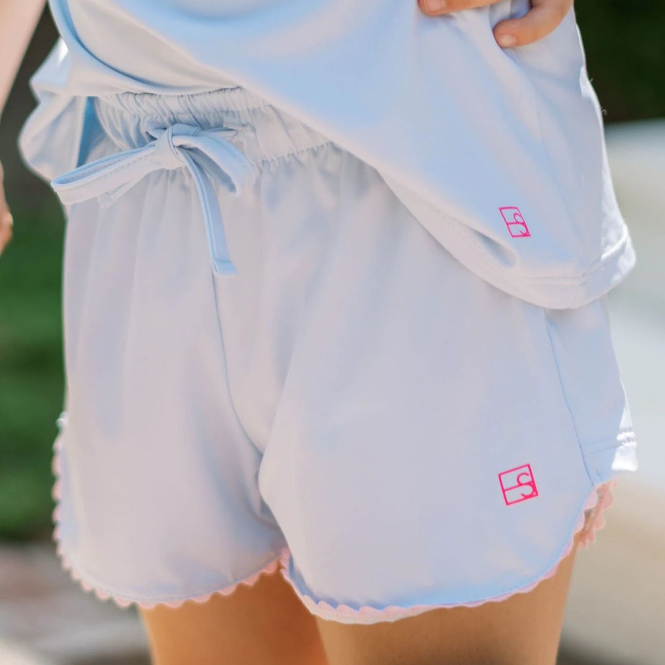 Light Blue with Pink Ric Rac Annie Short