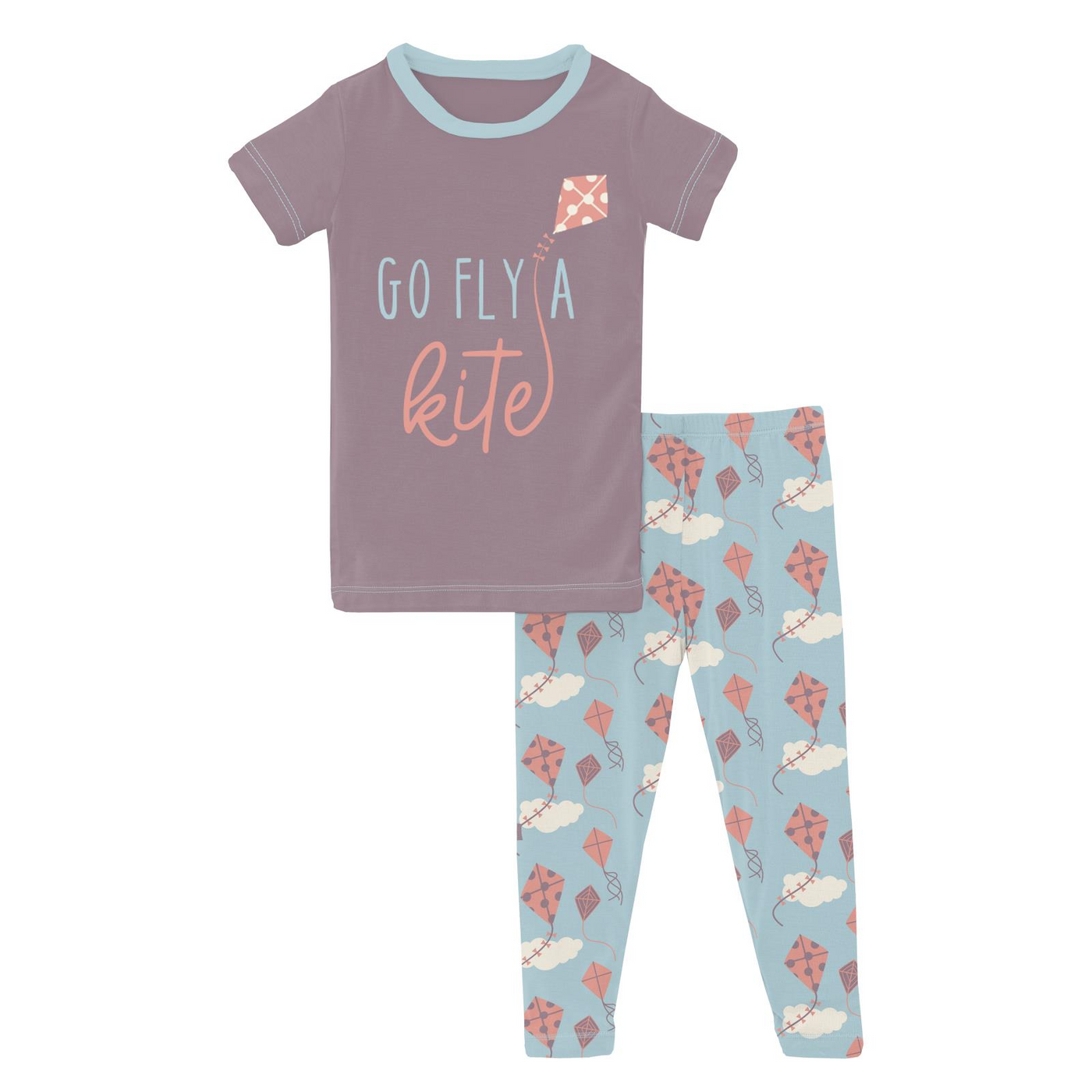 Spring Day Kites Short Sleeve Graphic Tee Pajama Set