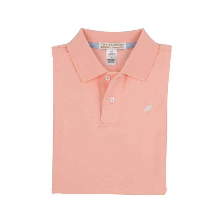 Pompano Peach Short Sleeve Prim and Proper Polo