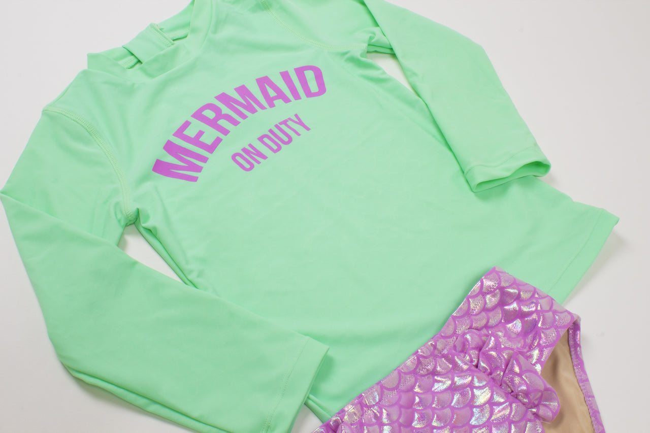 Mint Mermaid On Duty Rash Guard Swim Set