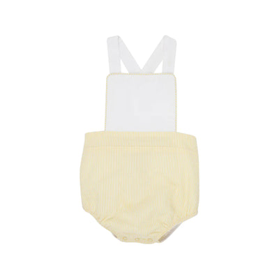 Worth Avenue White with Seaside Sunny Yellow Seersucker Sayre Sunsuit