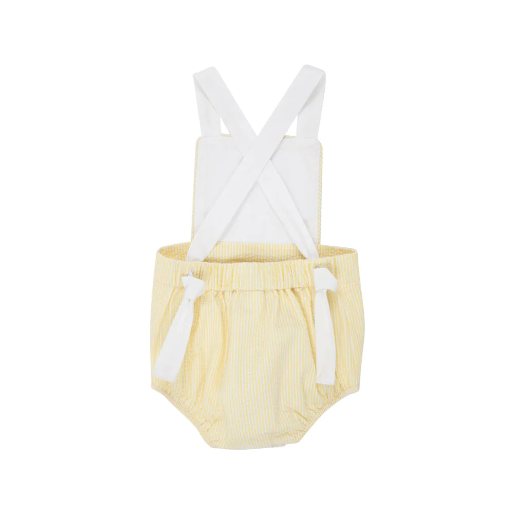 Worth Avenue White with Seaside Sunny Yellow Seersucker Sayre Sunsuit