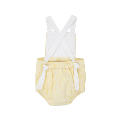 Worth Avenue White with Seaside Sunny Yellow Seersucker Sayre Sunsuit