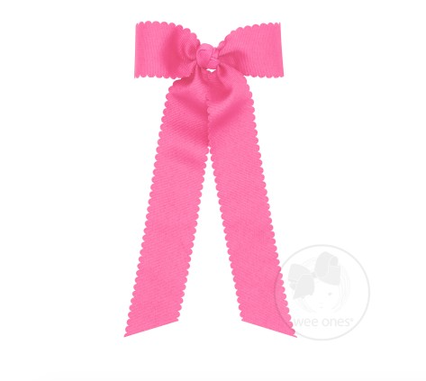 Wee Ones Medium Scalloped Edge Grosgrain Bow with Streamer Tails (3 colors)