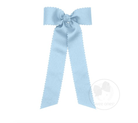 Wee Ones Medium Scalloped Edge Grosgrain Bow with Streamer Tails (3 colors)