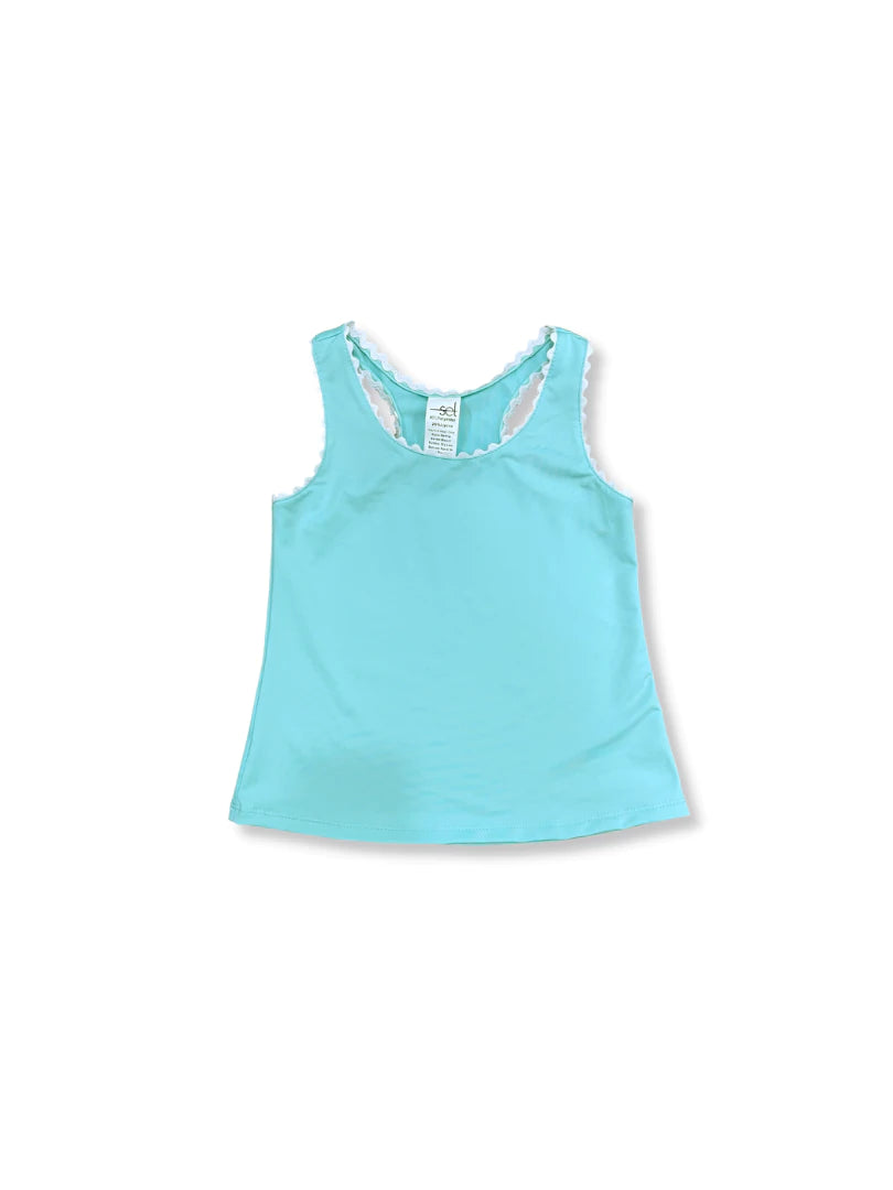 Turquoise with White Ric Rac Riley Tank