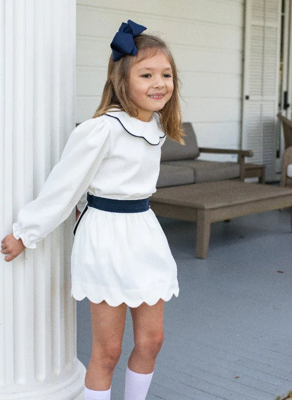 White/Navy Scarlett Skirt Set