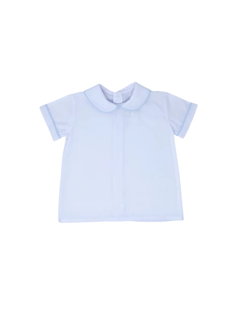 Sibley Shirt in White with Blue Pique