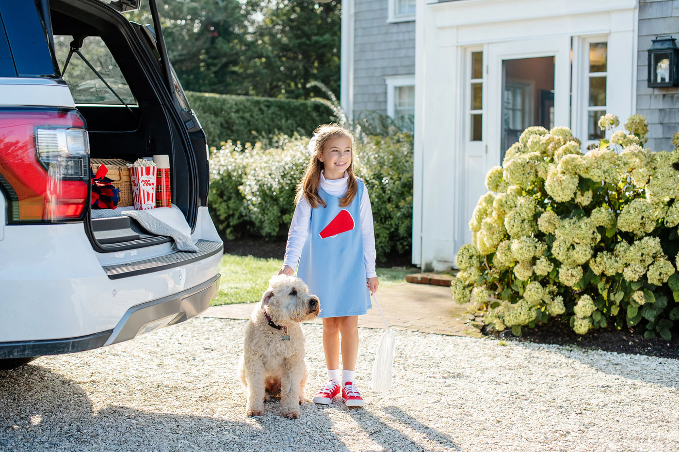 Barbados Blue With Richmond Red Megaphone Applique Clementine Jumper