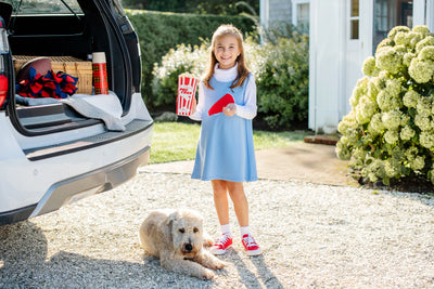 Barbados Blue With Richmond Red Megaphone Applique Clementine Jumper