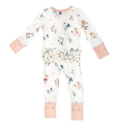 Heirloom Chickens 2 Way Ruffle Zipper Romper