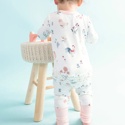Heirloom Chickens 2 Way Ruffle Zipper Romper