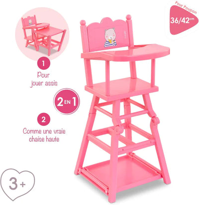 Pink High Chair for Dolls 14"-17"