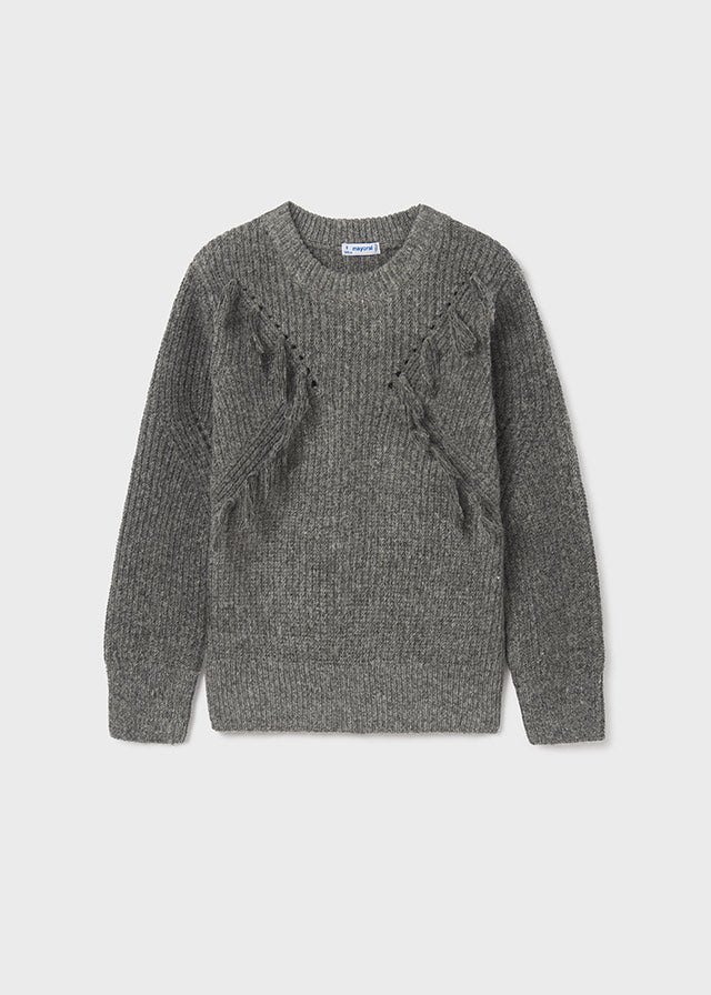 Fringed Sweater- Titanium
