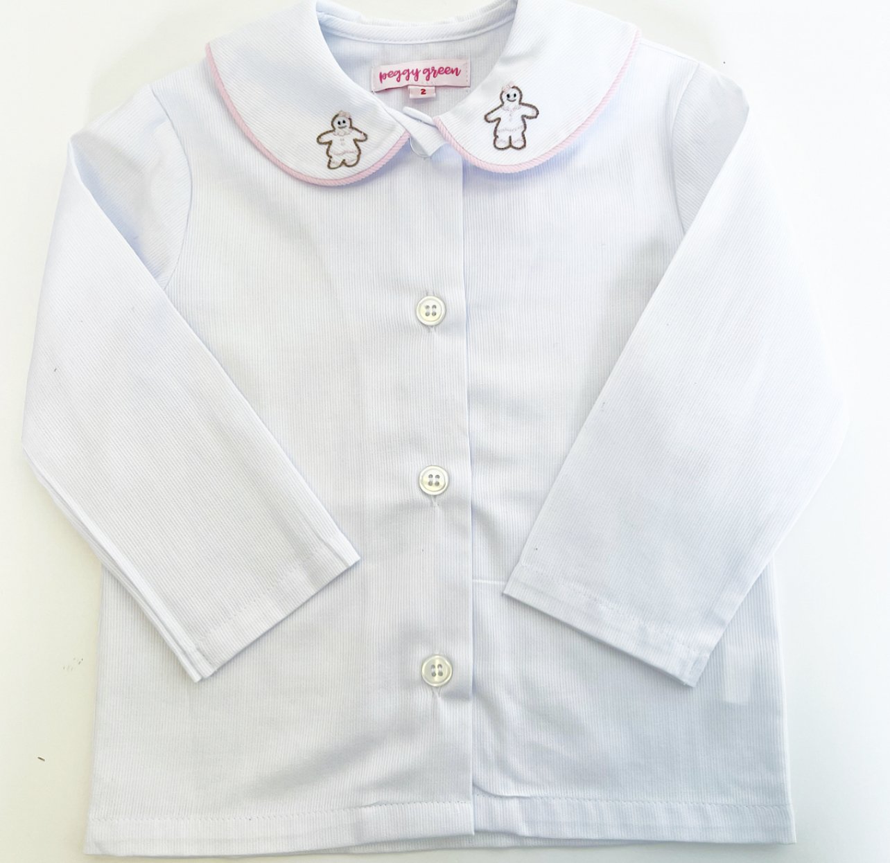 White with Pink Cord Piping Gingerbread Sophie Blouse