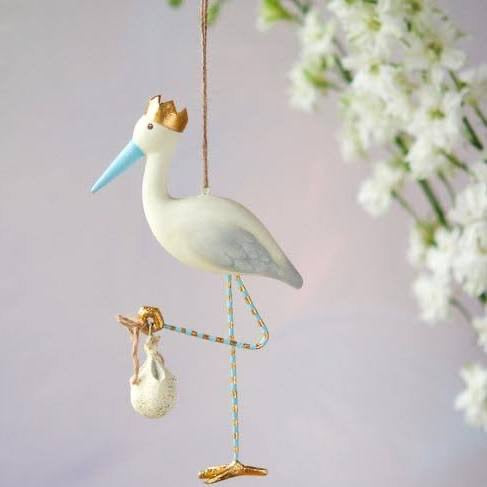 Royal Stork Ornament- Blue